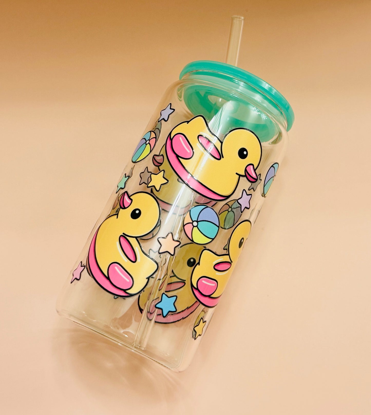 Duck float fun-Glass cup 16oz
