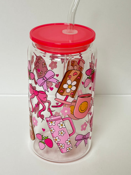 The girl who loves coffee-glass cup 16oz