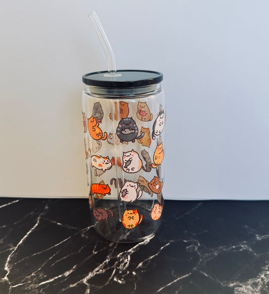 Cat lovers-Glass cup 16oz