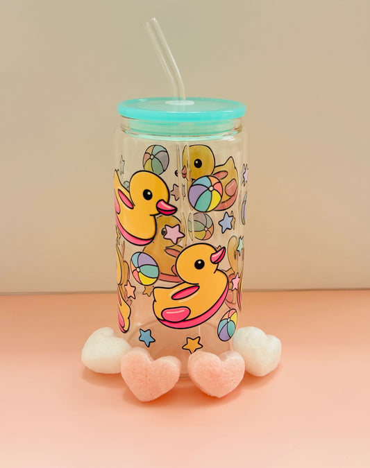 Duck float fun-Glass cup 16oz